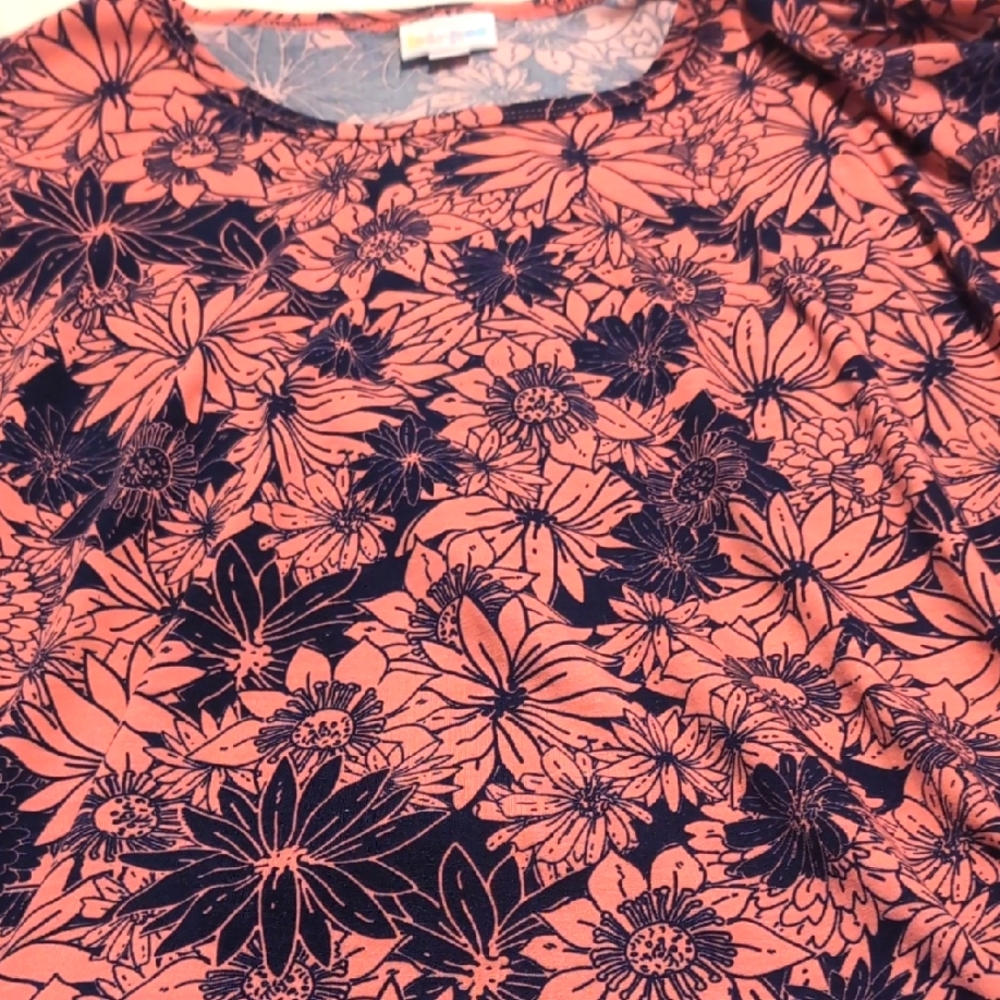 LuLaRoe Pink and  Navy Blue Floral Top